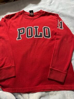 Vintage Polo by Ralph Lauren Red Long Sleeve Tee with Chest Logo